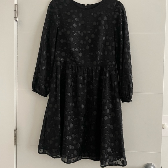 J Crew metallic dot jacquard black dress - Picture 2 of 6